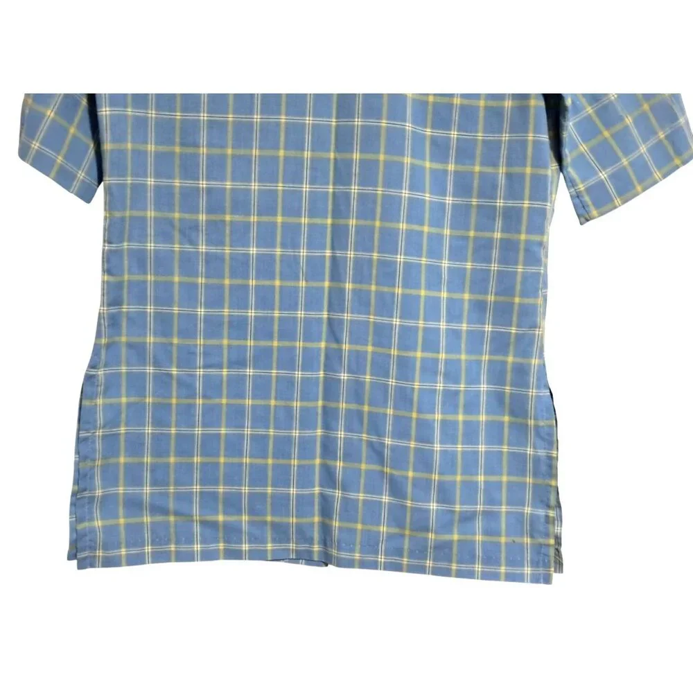 Vintage Dagger Collar Shirt Size M 32 Blue &‎ Yellow Plaid Button-Up Carol Brent